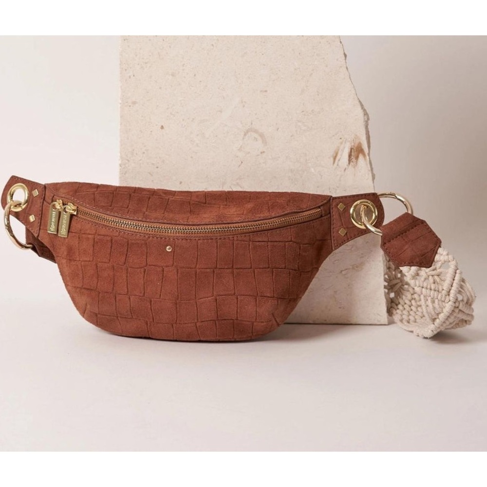 New Maradji Nicole Croco Crossbody Suede Leather Bag From Anthropologie!!